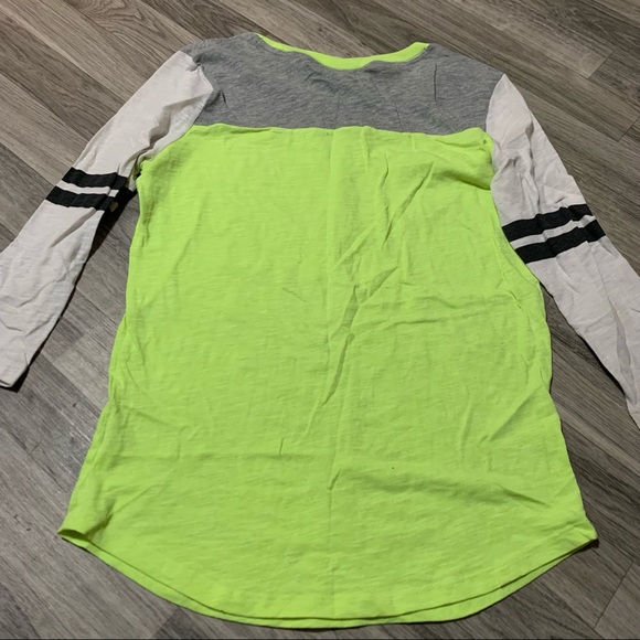 PINK Victoria’s Secret Neon Green 3/4 long sleeve Shirt; XS - Picture 9 of 12
